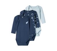 NAME IT NBMBODY 3P LS Space Noos Body de Manga Larga, Dark Denim, 68 (Pack de 3) Niños Bebes