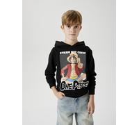 Name It Sudadera con capucha, estampado One Piece. Talla 153/156 cm (13/14 años). Color Negro