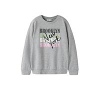 NAME IT Sudadera 'NKFVENUS' gris moteado / verde oscuro / rosa claro / blanco 122-128 gris moteado / verde oscuro / rosa claro / blanco