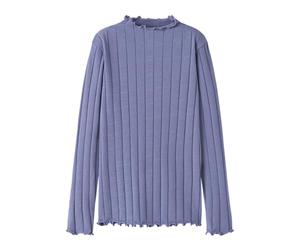NAME IT Top de Manga Larga de Punto Acanalado Chica, Blue Ice, 122-128