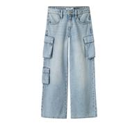 Light Blue Bleached Denim Cargo, De Pernera Ancha Jeans