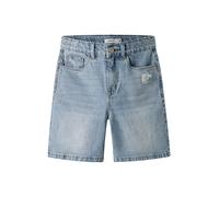 Light Blue Bleached Denim Corte Mom Pantalones Cortos Vaqueros