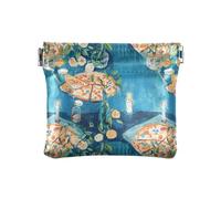 (name) - Monedero pequeño de cuero para mujer, impermeable, organizador para mujer, Cena a la luz de las velas, color azul, 1 size