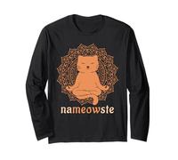 Nameowste - Mandala de meditación Zen con diseño de Gato Manga Larga