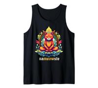 Nameowste - Meditación Zen para Amantes de los Gatos, Linda y Divertida Camiseta sin Mangas