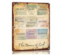 Names of God Christian Wall-Art Metal Signs Modern Bathroom Decor for Bedroom Aesthetic Print for Picture Artwork Painting for Home Office Bedroom