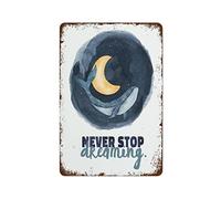 NAMEY Acuarela océano, Never Stop Dreaming Art Decoración de pared de ballena para guardería, arte de pared de guardería, arte de pared de guardería, letrero de metal vintage divertido para el hogar