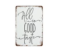 NAMEY All in Good Taste - Póster artístico de pared de cocina, diseño de esqueleto, divertido letrero de metal, decoración de pared vintage para puerta del hogar, jardín, bar, restaurante, cafetería