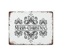 NAMEY Cartel de Navidad con texto en inglés "Have Yourself A Merry Little Christmas", letrero impreso para arte de pared y decoración de Navidad, divertido letrero de metal vintage para café en casa