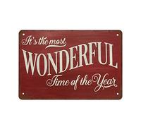 NAMEY Decoración de Navidad, letreros de madera de Navidad, con texto en inglés "It's The Most Wonderful Time of the Year", divertido letrero de metal retro para bar, cafetería, club, jardín, bar