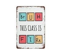 NAMEY Divertida impresión de decoración de aula, póster de química, mesa periódica, ortografía para adolescentes, jerga, secundaria, ciencia, humor, letrero divertido de metal vintage para café en