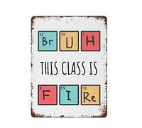 NAMEY Divertida impresión de decoración de aula, póster de química, mesa periódica, ortografía para adolescentes, jerga, secundaria, ciencia, humor, letrero divertido de metal vintage para café en
