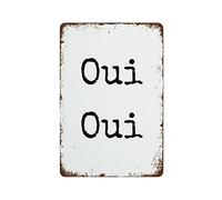 NAMEY Divertidas impresiones de baño, impresión de Oui Oui, impresiones de baño, cita francesa, arte de pared, decoración de baño, letrero de metal retro vintage de aluminio para decoración de pared