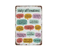 NAMEY Divertido cartel vintage de metal de estaño con afirmaciones diarias, afirmaciones positivas para niños, arte motivacional, póster motivacional de 12 x 8 pulgadas, adecuado para decoración de