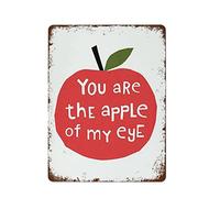 NAMEY Divertido letrero de metal de estaño vintage con impresión de la manzana de mi ojo, regalo de San Valentín para él, impresión de cita de manzana para niños, 16 x 12 pulgadas, para garaje, hombre