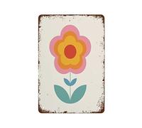 NAMEY Divertido letrero de metal de estaño vintage, decoración retro de moda, arte de pared funky, decoración de pared indie, decoración de pared de mediados de siglo, moderno, flor de moda de 140 x