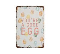 NAMEY Divertido letrero de metal vintage con texto en inglés "You're A Good Egg", colorido huevo de Pascua, decoración del hogar, impresión artística de 30,5 x 20,3 cm, adecuado para el hogar, cocina
