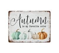 NAMEY Divertido letrero vintage de metal de estaño Autumn is My Favorite Color Multi Pumpkins Love Fall Fall Farm Farmhouse Harvest 12 x 16 pulgadas, adecuado para el hogar y cocina, bar, cafetería