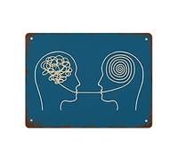 NAMEY Divertido letrero vintage de metal de estaño para terapeuta, oficina, asesoramiento, arte de pared, terapia, póster de consejero escolar, psicólogo, letrero de regalo de 12 x 16 pulgadas