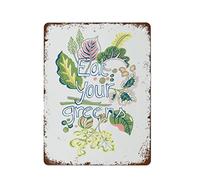 NAMEY Eat Your Greens, ilustración vegetal, arte de pared de cocina, impresión artística de una pintura original, letrero de estaño vintage, letrero de metal, decoración de pared retro para el hogar