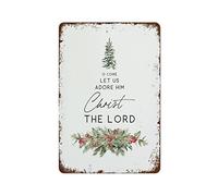 NAMEY HOMEO Come Let Us Adore Him Christ The Lord, arte de pared de Navidad, acuarela, árbol de invierno, cristiano, impresión artística de pared de Navidad, decoración del hogar, letrero de metal