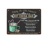 NAMEY Hot Cocoa Bar - Letrero impreso con texto en inglés "Baby It's Cold Outside", barra de chocolate caliente, cacao caliente de menta, boda de Navidad, boda de invierno, letrero de lata de bastón