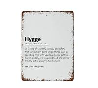 NAMEY Hygge Definition, decoración de Hygge, citas de felicidad, decoración escandinava del hogar, letrero de metal, letrero de metal vintage, decoración de pared, letrero divertido para el hogar, bar
