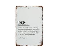 NAMEY Hygge Definition, decoración de Hygge, citas de felicidad, decoración escandinava del hogar, letrero de metal, letrero de metal vintage, decoración de pared, letrero divertido para el hogar, bar