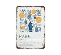 NAMEY Hygge Definition, impresión de arte folclórico de estilo escandinavo con palabras danesas para decoración del hogar, letrero de metal vintage, decoración de pared, letrero divertido para el