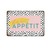 NAMEY Impresión de Bon Appetit para cocina, comedor, póster de Bon Appetit, decoración de cocina, impresiones para comedor, letrero de metal retro, letrero de aluminio vintage para decoración de pared