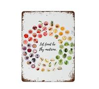 NAMEY Let Food Be Thy Medicine, colorido cartel de frutas y verduras, póster de nutrición, impresión artística, decoración de cocina, vegano, vegetariano, divertido letrero de metal vintage para café