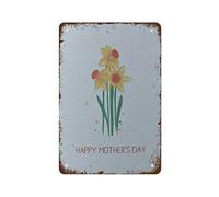NAMEY Letrero creativo de estaño con diseño de narcisos del Día de la Madre, divertido letrero de metal, decoración de pared vintage para puerta del hogar, jardín, bar, restaurante, cafetería, oficina