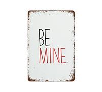 NAMEY Letrero creativo de estaño con texto en inglés «Be Mine» para el día de San Valentín, diseño de esqueleto, divertido letrero de metal, decoración de pared vintage para puerta del hogar, jardín