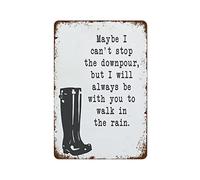 NAMEY Letrero de amistad con texto en inglés "Maybe I Can't Stop The Downpour", letrero de metal retro con texto en inglés "Best Friends", decoración de pared vintage, decoración divertida para el