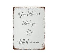 NAMEY Letrero de canción de Hell of A View con cita de canción de country boy, letra de arte para la mejor decoración vintage del hogar, letreros de metal, perfectos para pósteres de bar, 12 x 16