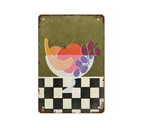 NAMEY Letrero de lata creativo con diseño de fruteros a cuadros retro para cocina, divertido letrero de metal, decoración de pared vintage para puerta del hogar, jardín, bar, restaurante, cafetería