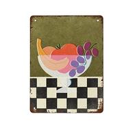 NAMEY Letrero de lata creativo con diseño de fruteros a cuadros retro para cocina, divertido letrero de metal, decoración de pared vintage para puerta del hogar, jardín, bar, restaurante, cafetería