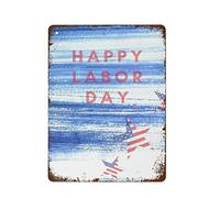 NAMEY Letrero de metal con texto en inglés "Happy Labor Day American Holiday Art Wall Art Gift Creative Tin Sign", divertido letrero de metal, decoración de pared vintage para puerta del hogar, jardín
