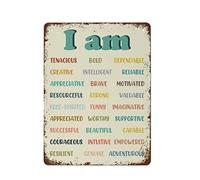 NAMEY Letrero de metal con texto en inglés "I Am Enough Worthy Affirmation", decoración de salud mental, con texto en inglés "You're Bold Motivation", para el hogar, cafeterías, oficinas, tiendas