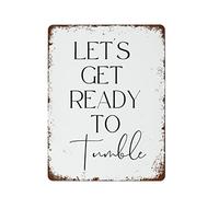 NAMEY Letrero de metal con texto en inglés "Let's Get Ready to Tumble Print", para cuarto de servicio, decoración del hogar, arte de pared, letrero de metal retro, decoración de pared para el hogar