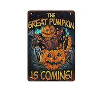 NAMEY Letrero de metal con texto en inglés "The Great Pumpkin is Coming" para jardín, vintage, decoración de pared, arte retro, decoración divertida para el hogar, bar, pub, cafetería, sala de granja