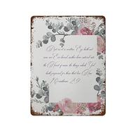 NAMEY Letrero de metal retro con texto en inglés "1 Corinthians But As It is Written,Eye Hath Not Seen, Nor Ear Heard", versículo de la Biblia rodeado de un ajuste floral, letrero de aluminio vintage
