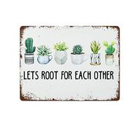 NAMEY Letrero de metal retro con texto en inglés «Let's Root for Each Other Be Kind», decoración de aula, decoración de plantas, terapia, oficina, escuela, escuela, decoración de pared retro para el