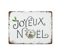 NAMEY Letrero de metal retro vintage con impresión Joyeux Noel, decoración del hogar, Feliz Navidad, decoración de pared, póster retro para cocina, bar, cafetería, restaurante, hogar, dormitorio