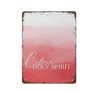 NAMEY Letrero de metal retro vintage con texto en inglés "Come Holy Spirit", con impresión de Pentecostés, decoración de pared vintage, decoración divertida para el hogar, oficina, granja, club