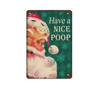 NAMEY Letrero de metal retro vintage con texto en inglés "Have A Nice Poopoo", póster de Navidad de Papá Noel, placa de retrete para decoración de pared, póster para cocina, bar, café, hogar