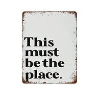 NAMEY Letrero de metal retro vintage con texto en inglés "This Must Be The Place Talking Heads", póster vintage para decoración de pared, arte retro, decoración divertida para el hogar, bar, pub