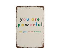 NAMEY Letrero de metal retro vintage con texto en inglés "You are Powerful and Your Voice Matters Feminist", cita feminista, impresión motivacional, decoración de pared vintage para el hogar