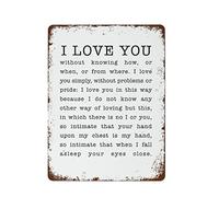 NAMEY Letrero de metal vintage con impresión de poemas, arte de pared para dormitorio, regalo de recién casados, citas de amor, decoración de pared retro, letrero de estaño, decoraciones divertidas