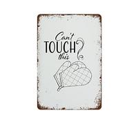 NAMEY Letrero de metal vintage con texto en inglés "Cant Touch This Kitchen", decoración de pared vintage, arte retro, decoración divertida para el hogar, bar, pub, cafetería, sala de granja, póster